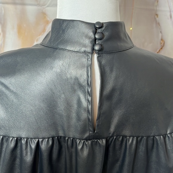 Who What Wear Faux Leather Long Sleeve Turtleneck Dress with Button Closure sz M - Picture 6 of 16